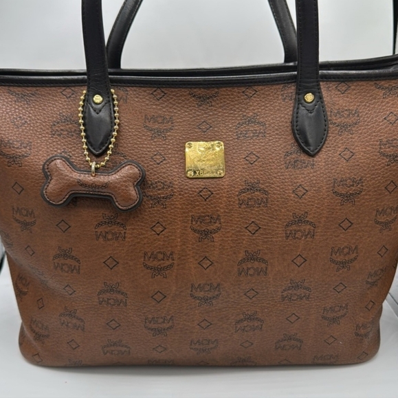 MCM Visetos Dog Bone Shopper Tote Brown - Picture 2 of 6